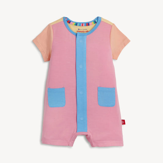 Magnetic Me Colorblock Shell Pink Short Romper