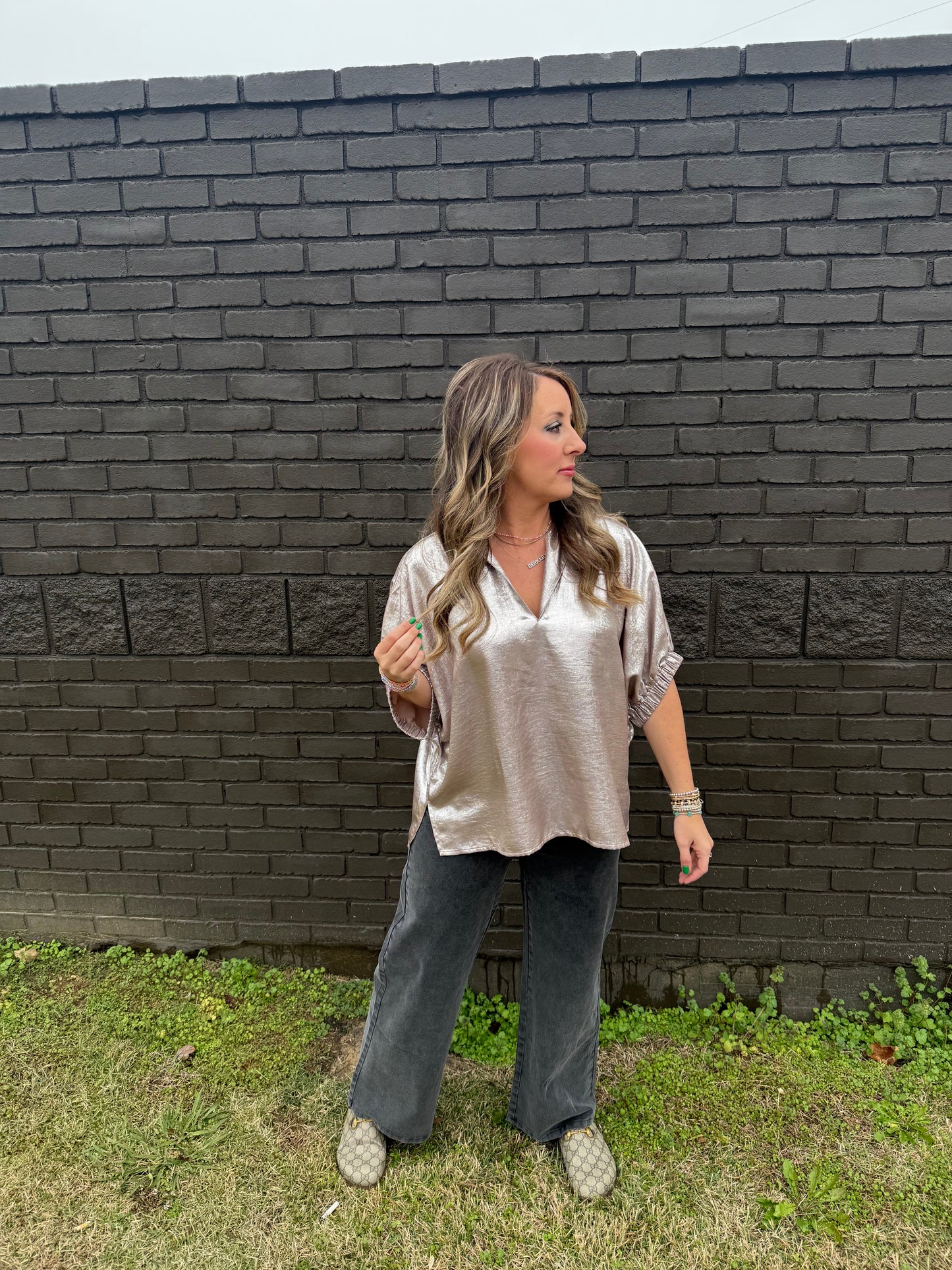 Shimmer My Way Champagne Top