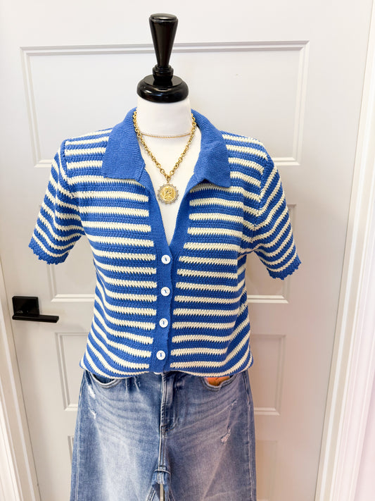 Natalie Stripe Blue Top