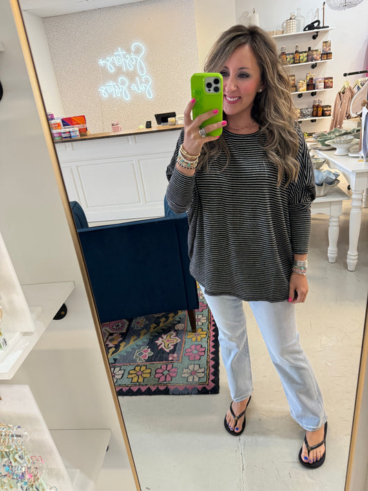 Yara Black Stripe Top