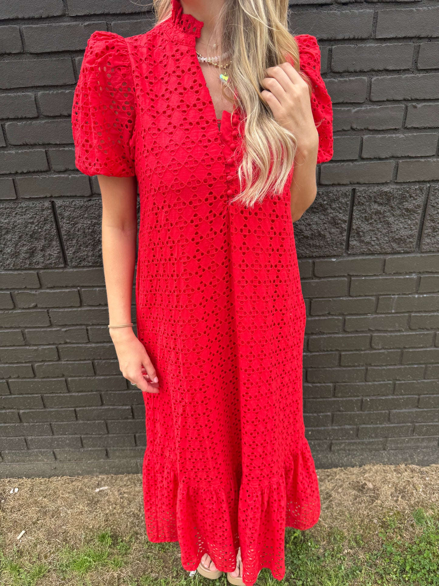 Eyelet Of My Eye Red Midi