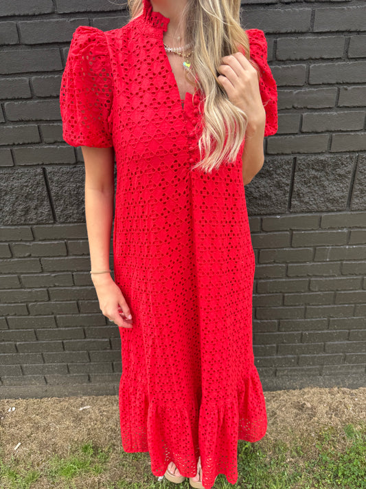 Eyelet Of My Eye Red Midi