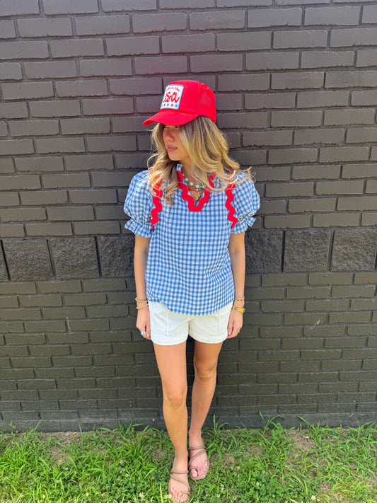 Indie Ric Rac Blue Top