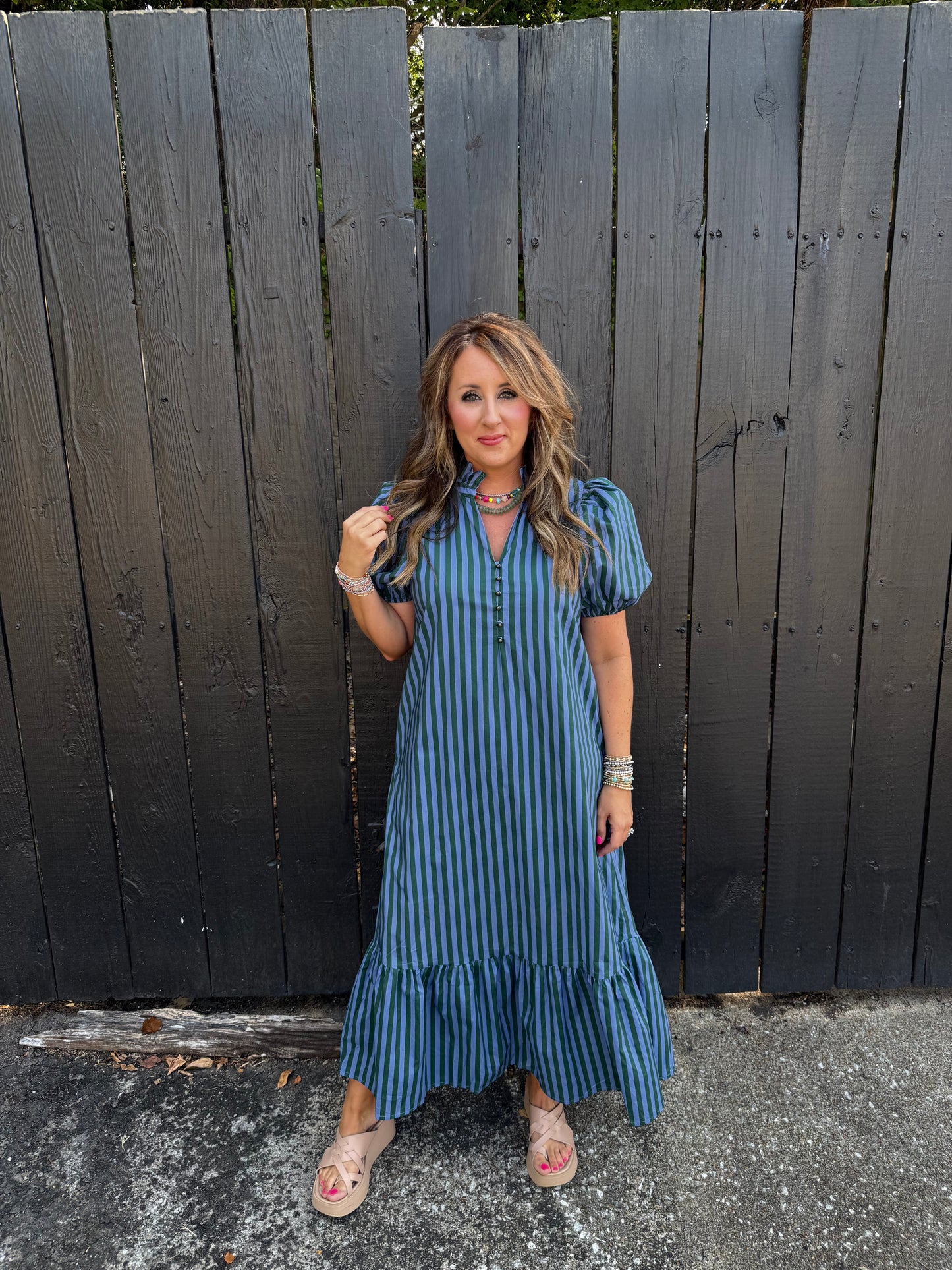 Allie Stripe Green Midi