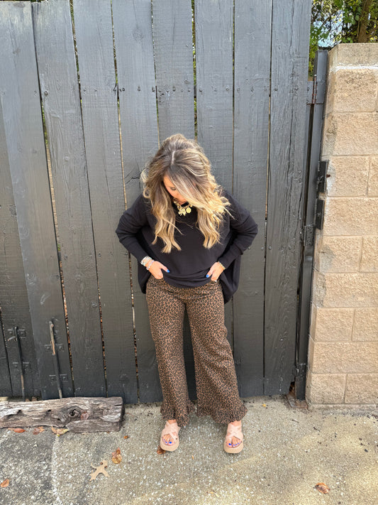 Ruffle Girl Leopard Pants