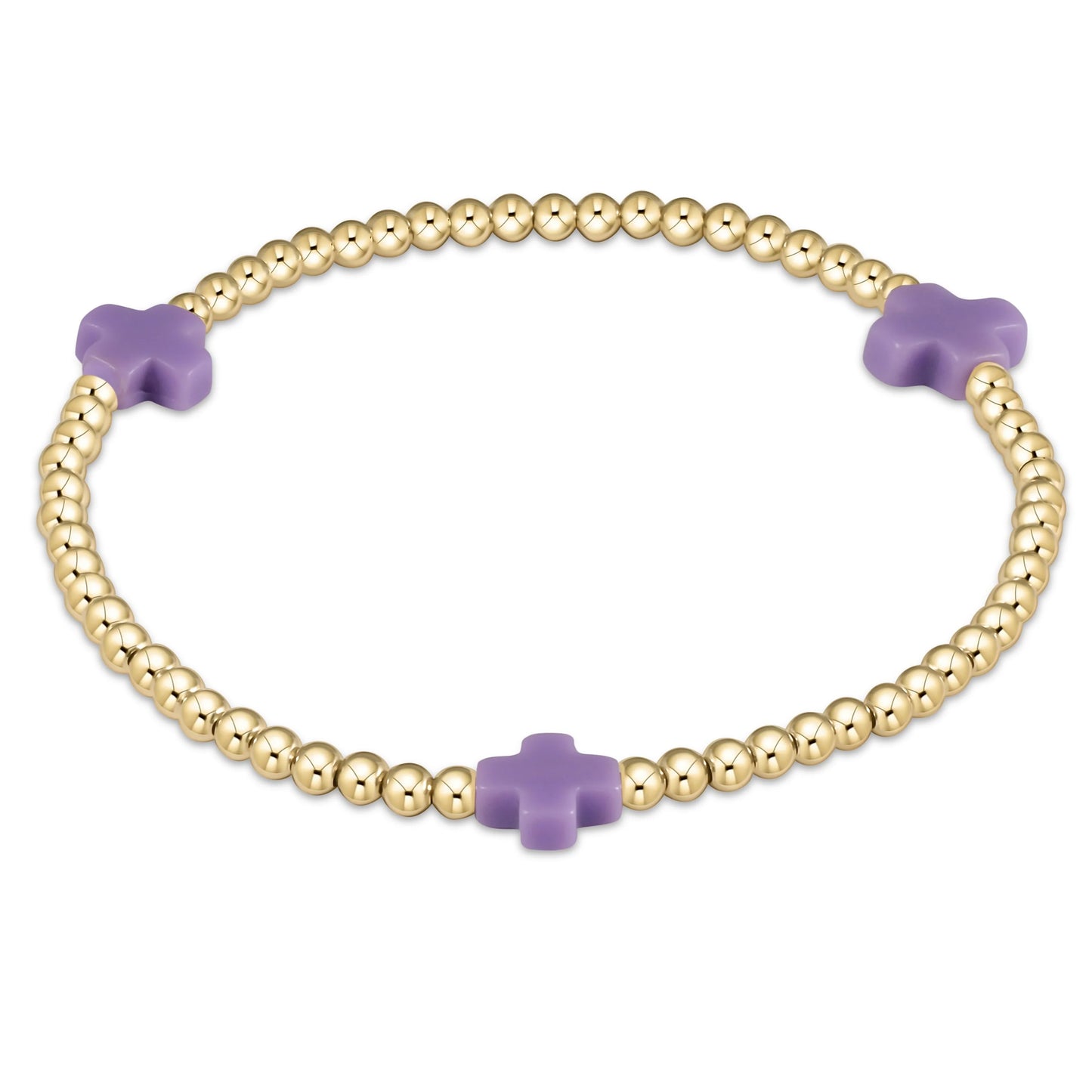 E Girl Signature Cross Gold 3mm Bracelet Purple