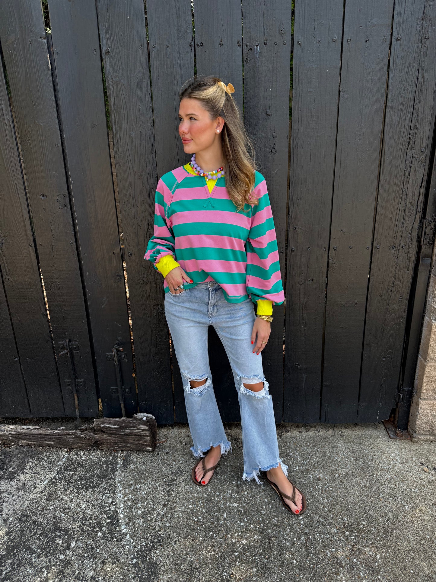 Playful Stripes Top Neon