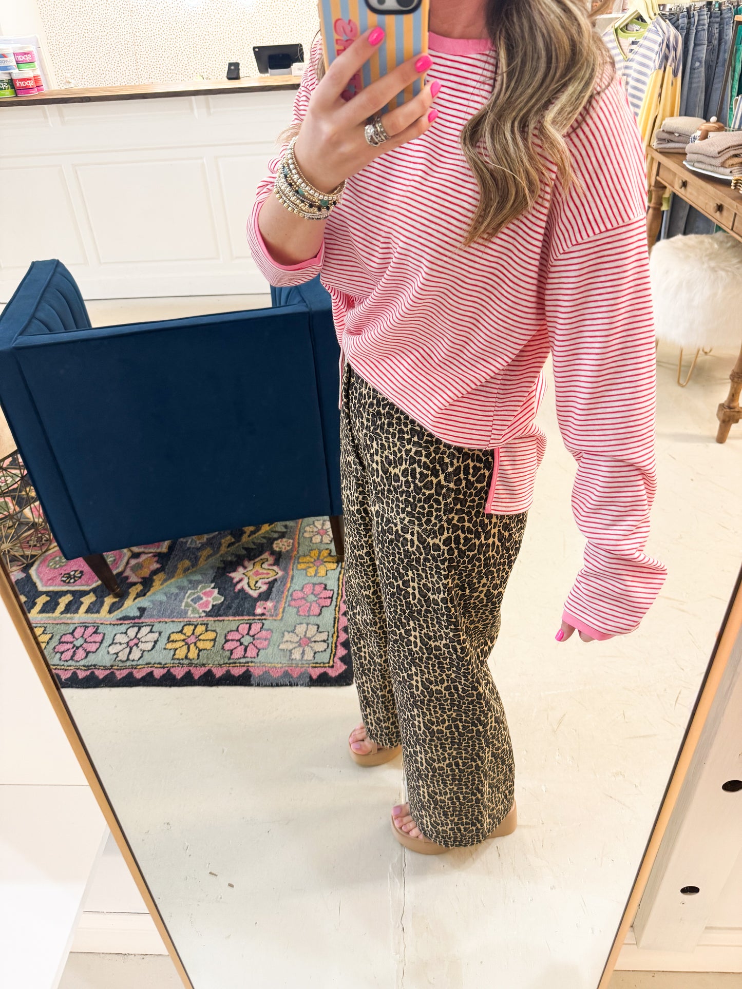 Lena Stripe Cherry Top