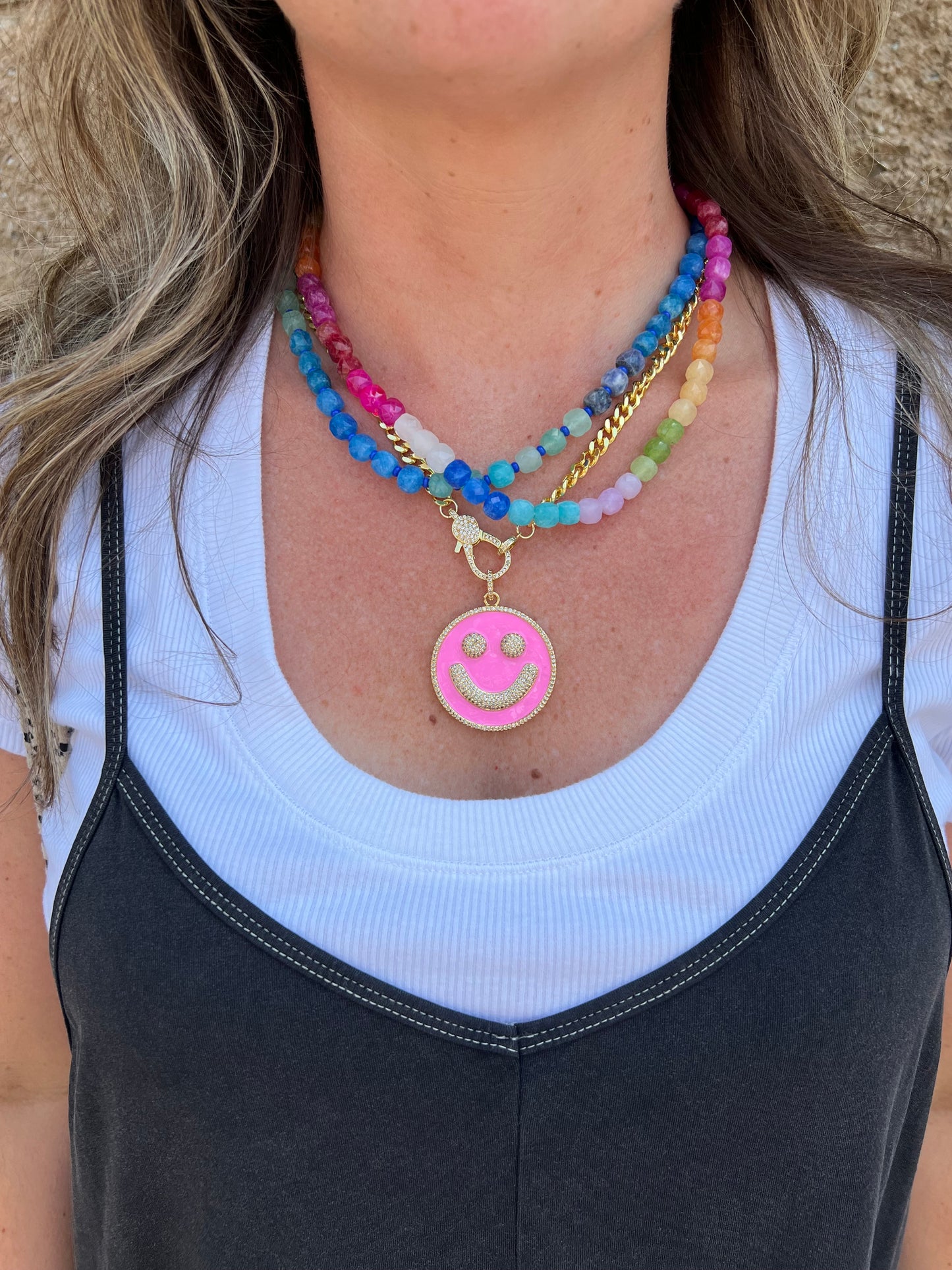 Smiley LUXE Necklace Pink