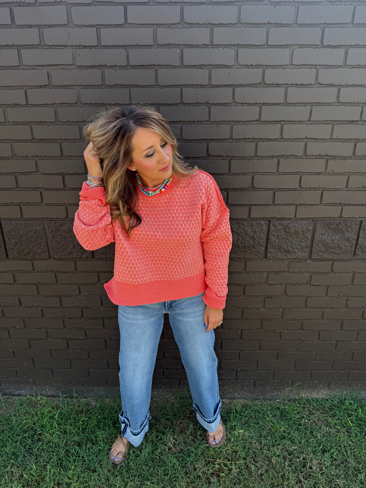 Darcy Dotted Coral Sweater