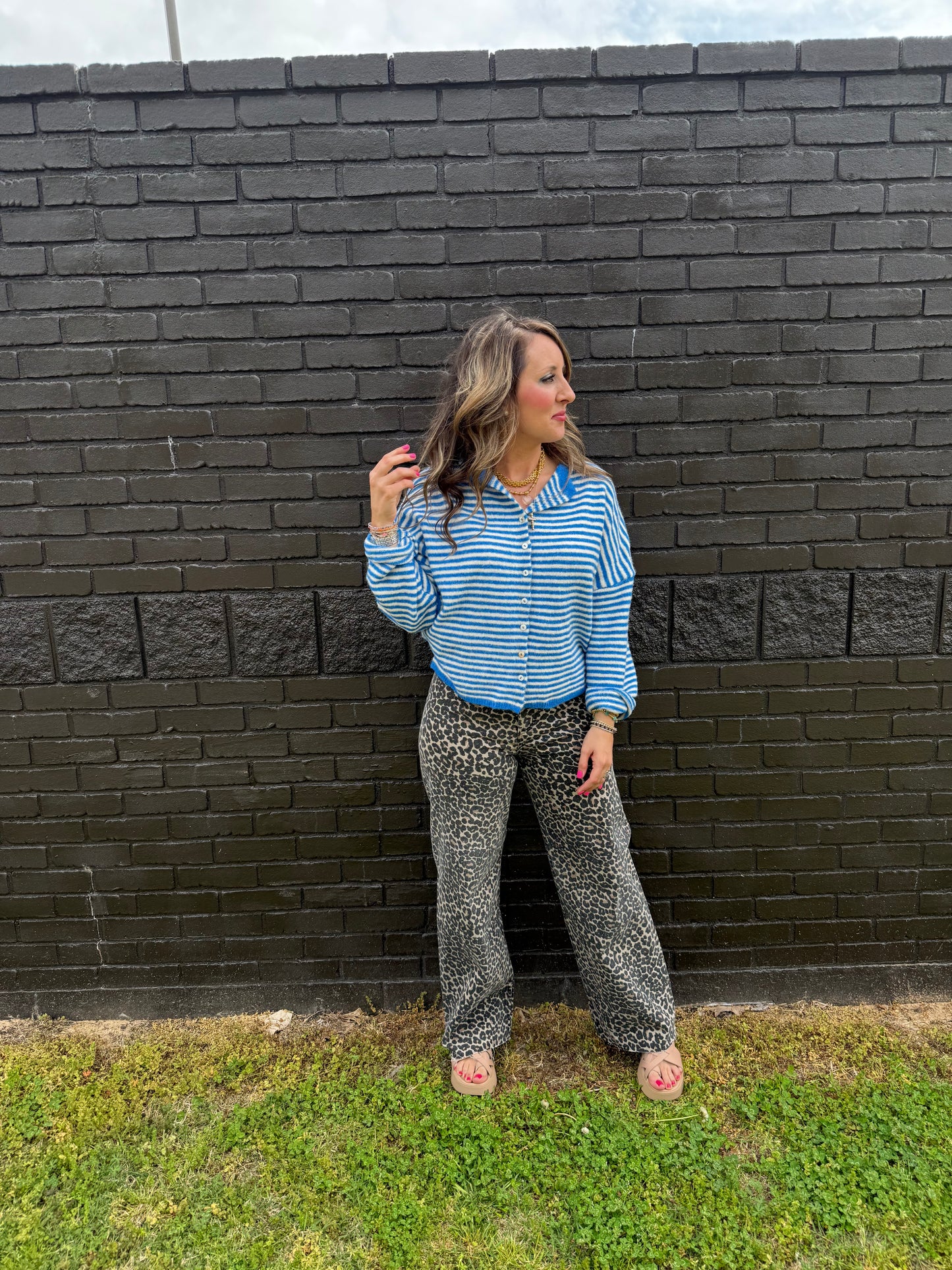 Piper Cardigan Blue Stripe