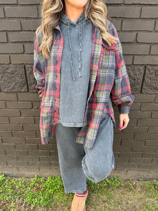Poppy Plaid Bonfire Shacket