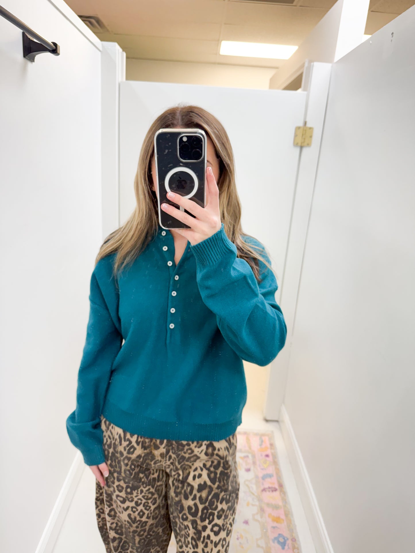 Punchy Emerald Henley Top