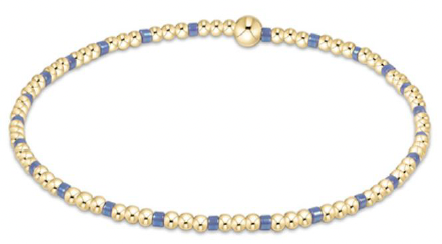 E Girl Hope Sincerity Pattern 2mm Bead Bracelet - Bright Blue