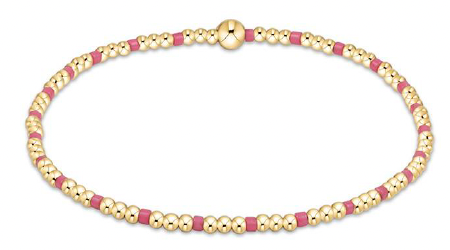 E Girl Hope Sincerity Pattern 2mm Bead Bracelet - Bright Pink