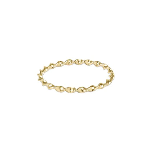 E Newton Classic Gold Twisted Thin Band Ring Size 6