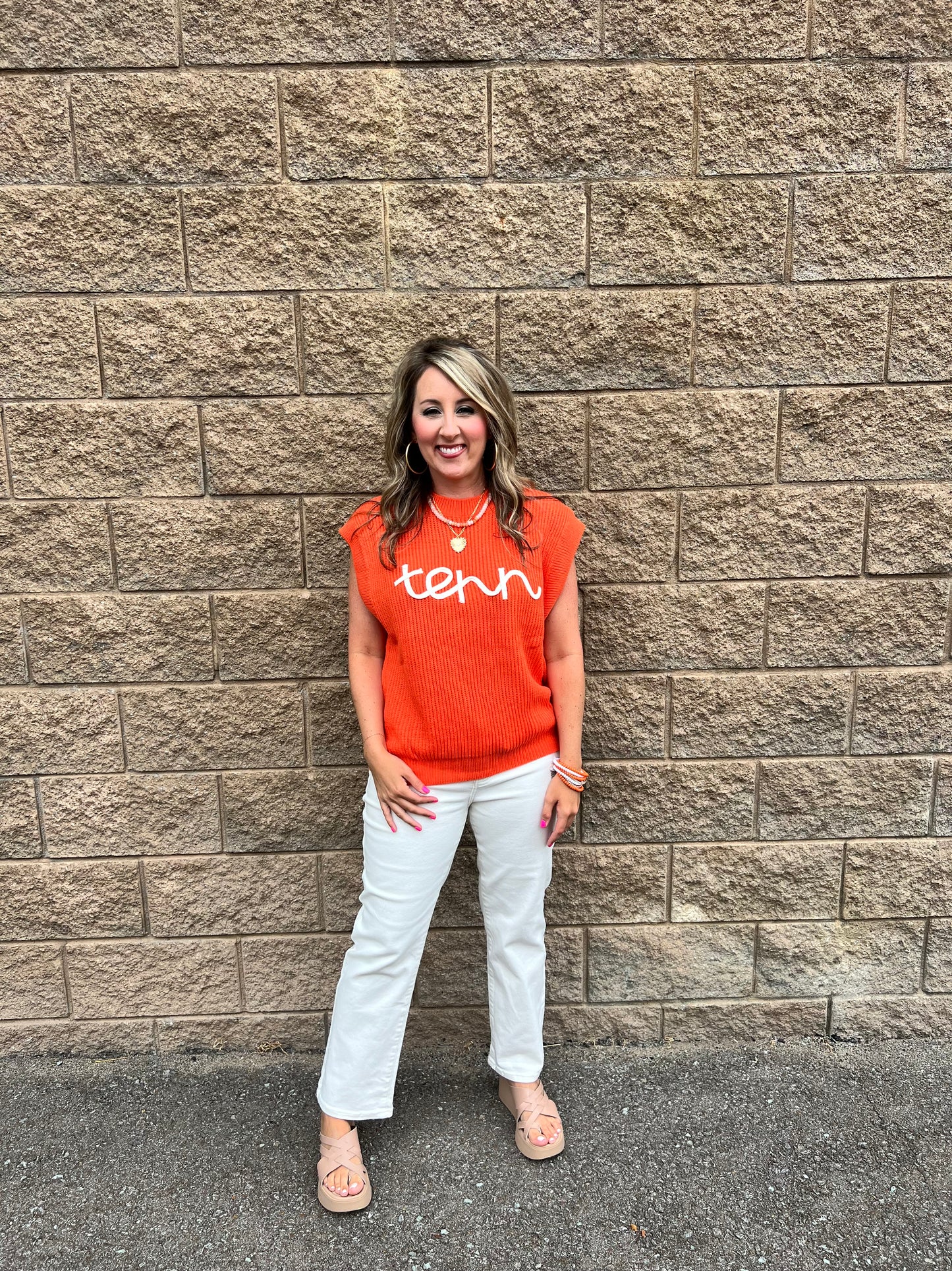 TENN Embroidered Orange Sweater