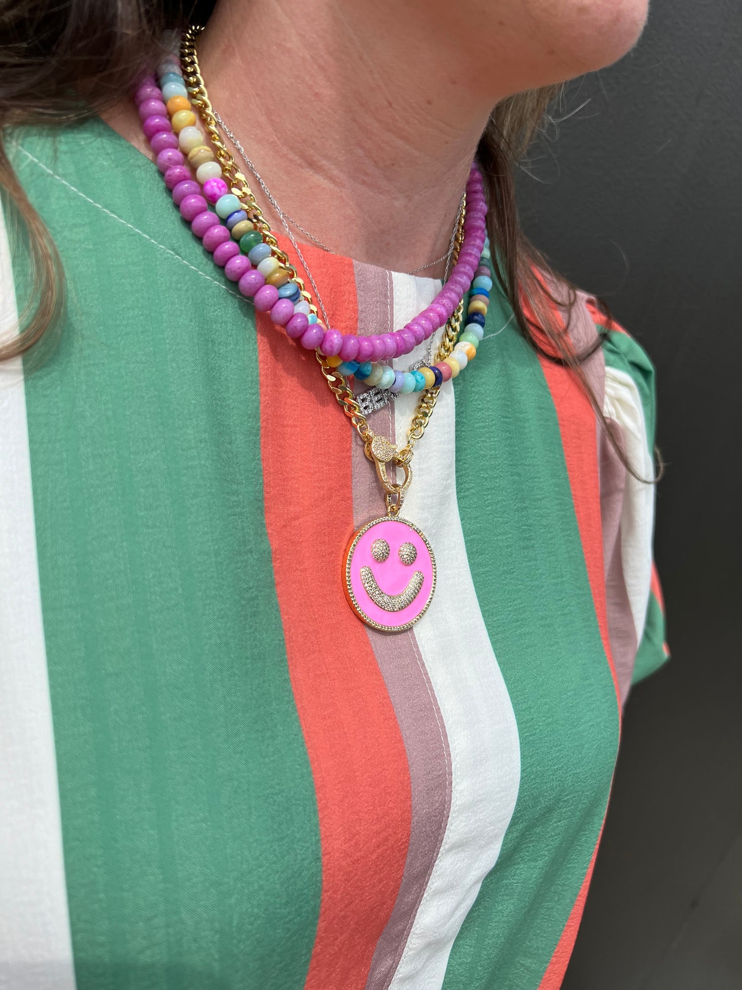 LUXE Beaded Necklace Magenta