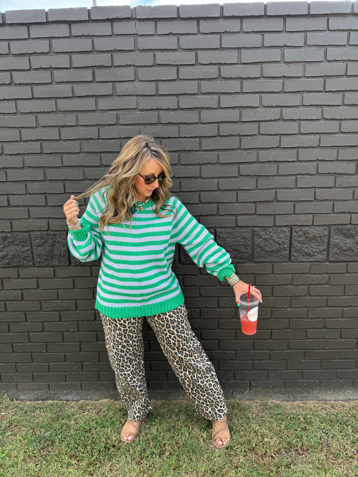 Sicily Green Stripe Sweater
