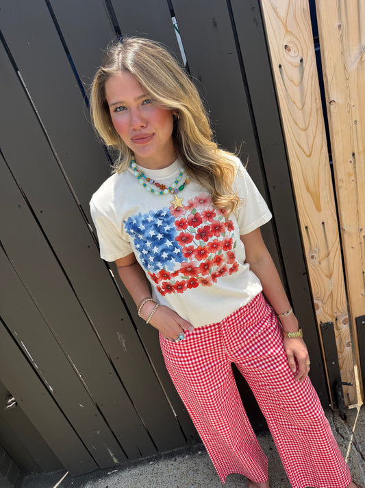 Watercolor Floral Flag Tee
