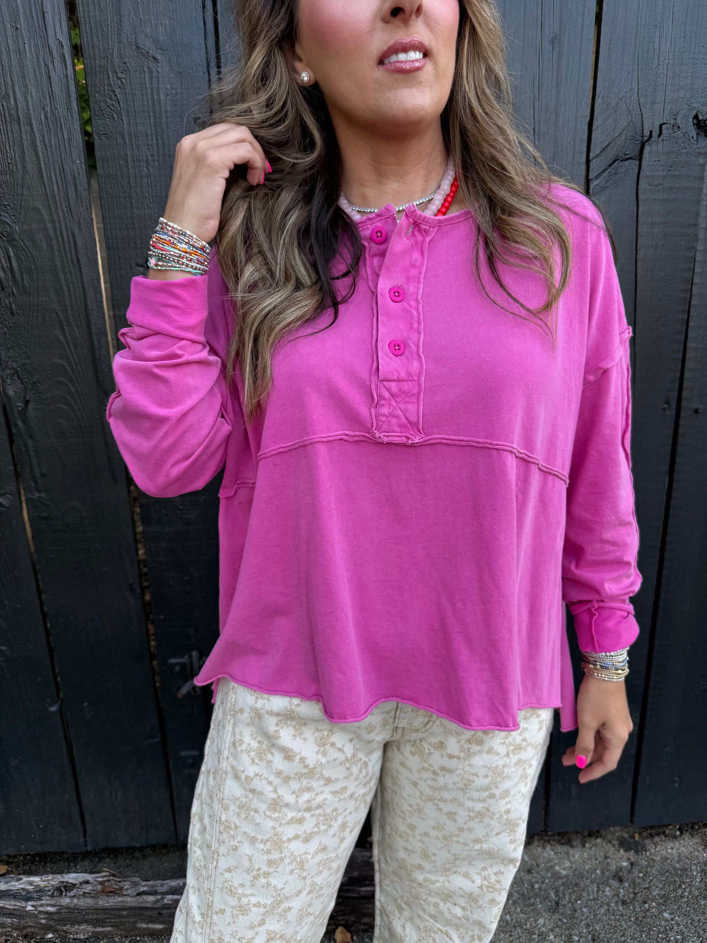 Henry Pink Henley Top