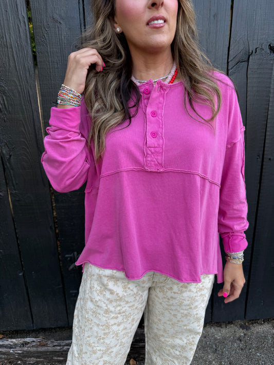 Henry Pink Henley Top