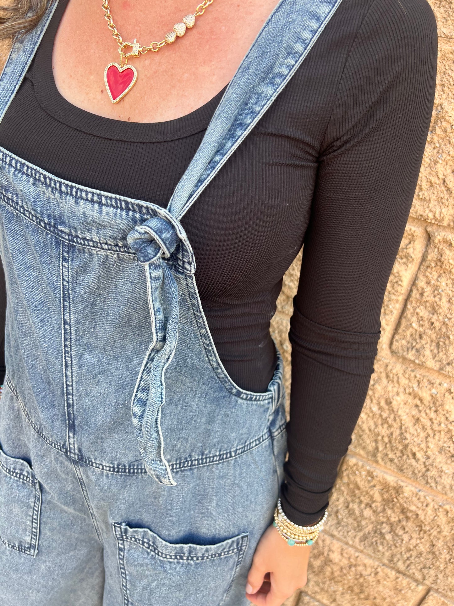 Cheery Washed Denim Jumpsuit