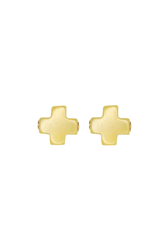 E Newton Signature Cross Gold Stud
