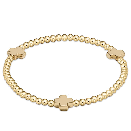 E Girl Signature Cross Gold 3mm Bracelet Gold