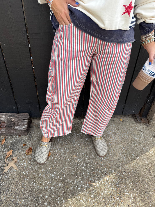 Cate Red Stripe Barrel Pants