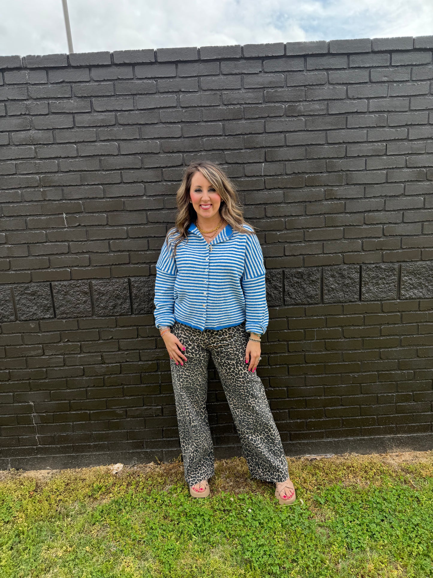 Piper Cardigan Blue Stripe