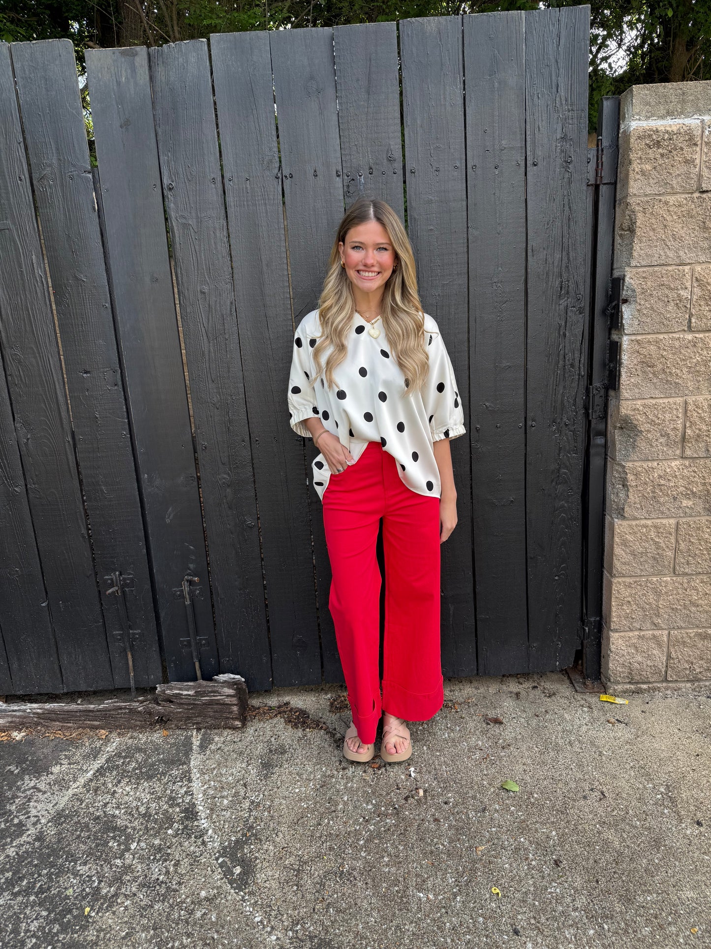 Puttin On The Polka Dot Top White