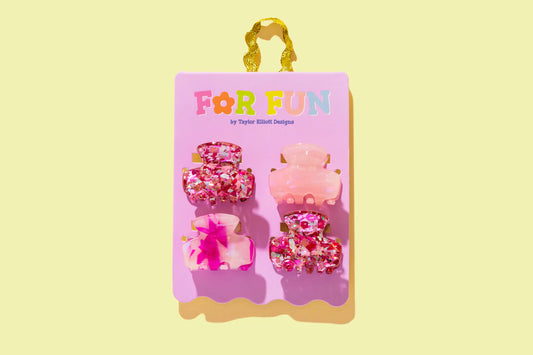 Pink Confetti Mini Claw Clips