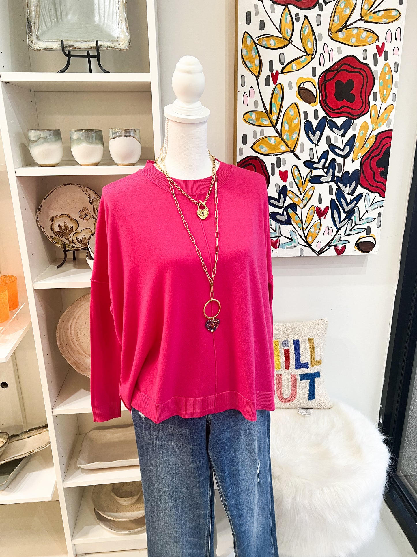 Pink Dolman Sweater