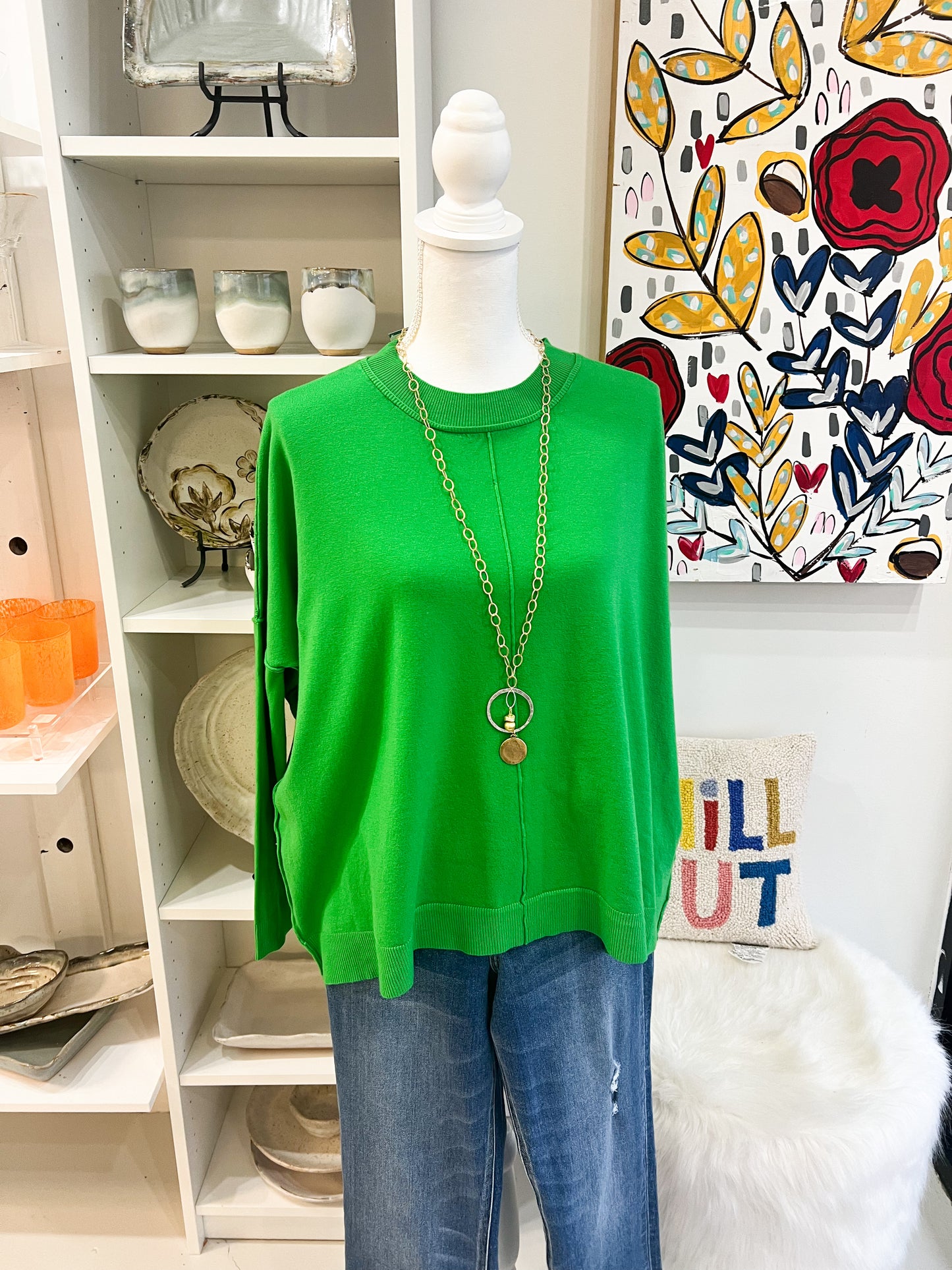 Green Dolman Sweater