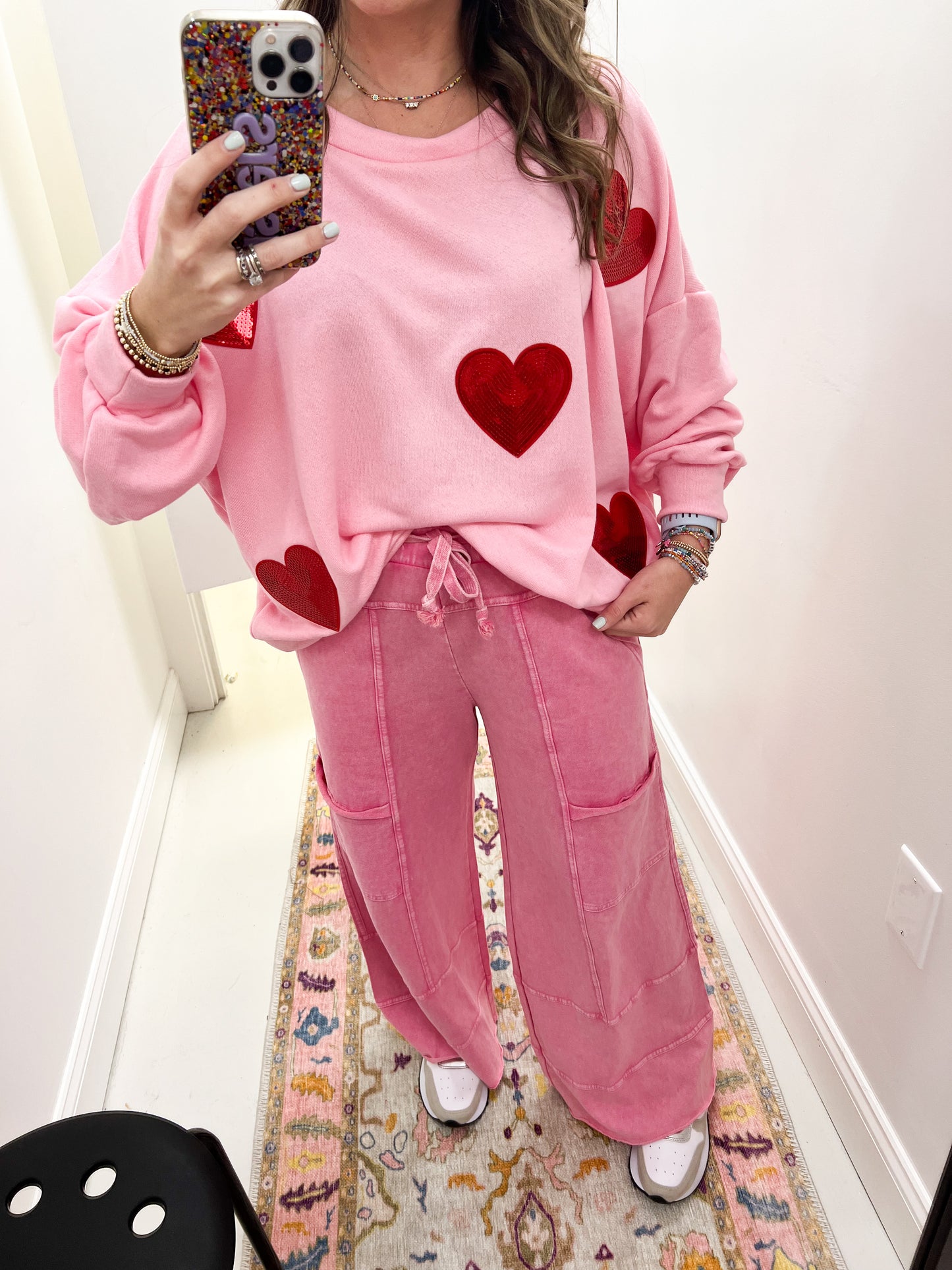 Hannah Heart Pink Sweatshirt