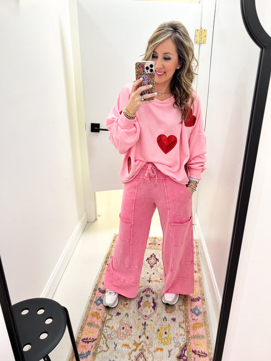 Hannah Heart Pink Sweatshirt