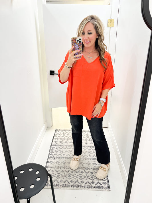 Sadie Orange Pocket Top