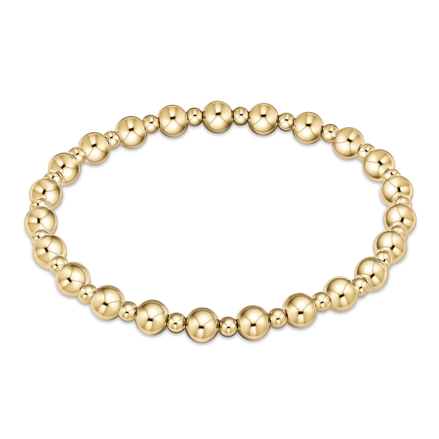 E Newton Classic Grateful Pattern 5mm Bead Bracelet Gold