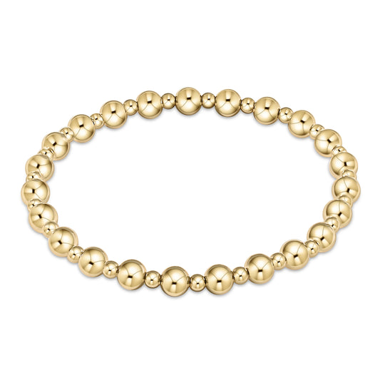 E Newton Classic Grateful Pattern 5mm Bead Bracelet Gold