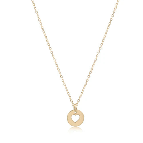 16" Necklace Gold Love Small Gold Disc