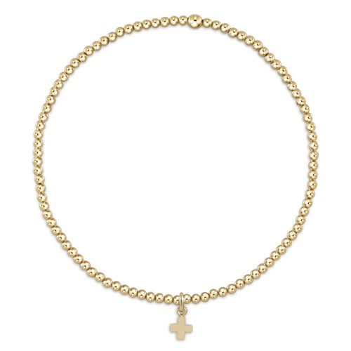 E Newton Classic Gold 2mm Signature Cross Small Gold Charm