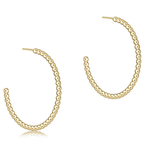 E Newton Beaded Classic 1.25" Post Hoop 2mm Gold