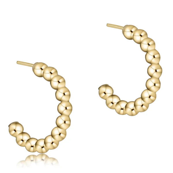 E Newton Beaded Classic 1" post Hoop 3mm Gold