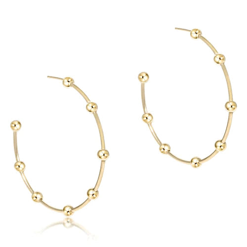 E Newton Beaded Simplicity 1.5" Post Hoop - 4mm Gold