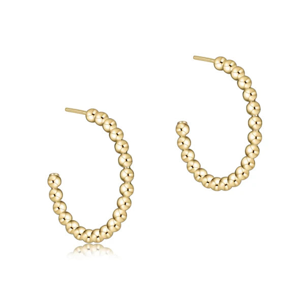 E Newton Beaded Classic 1" Post Hoop 2mm Gold