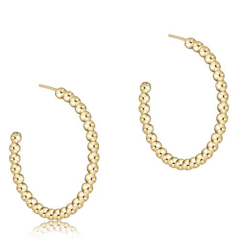 E Newton Beaded Classic 1.25 Post Hoop-3mm gold