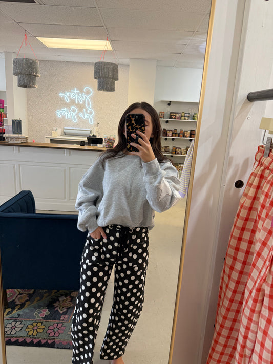 Star Patched Up Grey Sweatshirt