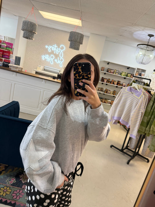 Star Patched Up Grey Sweatshirt