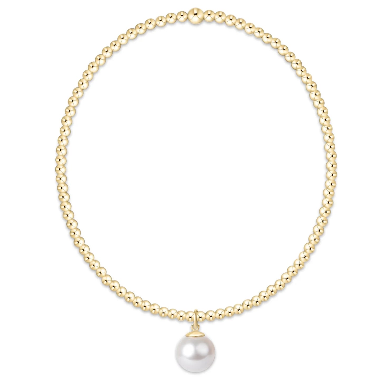 E Newton Classic Gold 2mm Pearl 8mm Charm